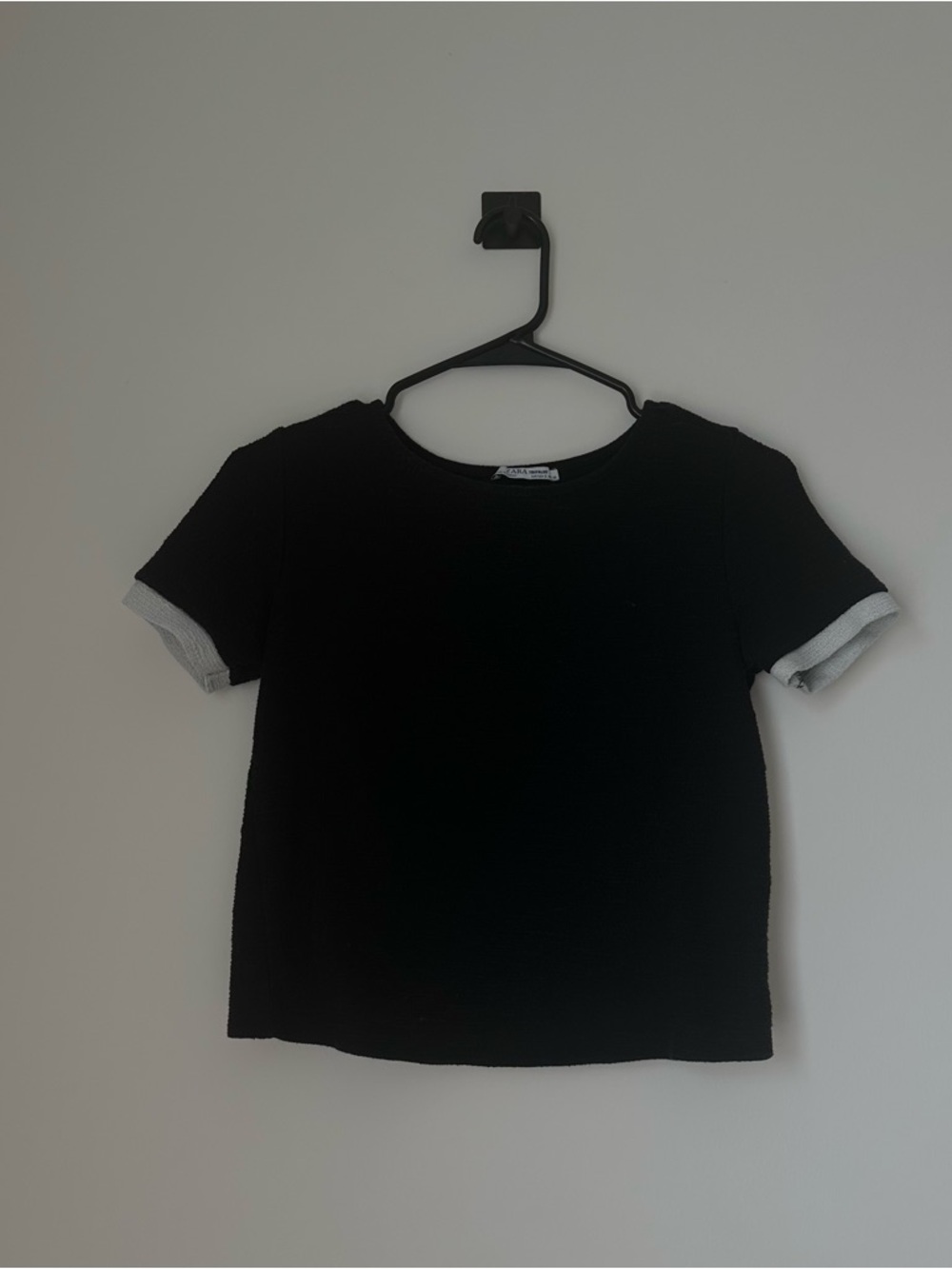 Zara Trafaluc Black Short Sleeve Cropped Blouse